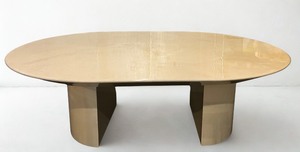 Karl Springer Knife Edge Goat Skin Dining Table - Freeform Inlay Goatskin Parchment