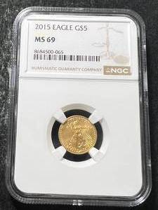 2015 AMERICAN GOLD EAGLE 1/10TH TROY OZ .999 FINE GOLD NGC MS69