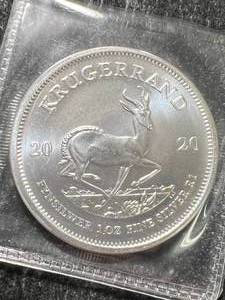 lot 08 image: 2020 S. AFRICAN KRUGERRAND 1 TROY OZ .999 FINE SILVER