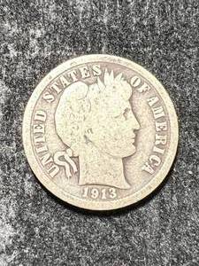 lot 33 image: 1913 US BARBER DIME