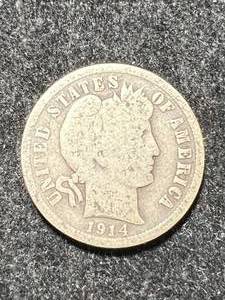 lot 38 image: 1914 US BARBER DIME