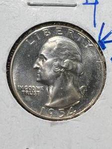 lot 43 image: 1954 US WASHINGTON QUARTER BU