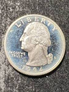 lot 48 image: 1994-S US SILVER PROOF WASHINGTON QUARTER