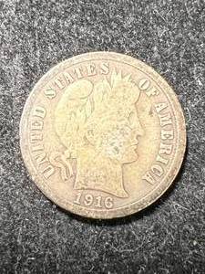 lot 61 image: 1916 US BARBER DIME