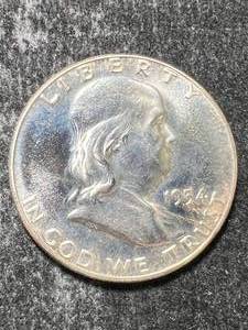 lot 67 image: 1954 US FRANKLIN HALF DOLLAR BU