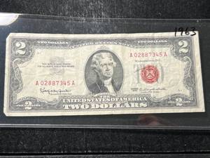 lot 79 image: 1963 US RED SEAL $2 BILL