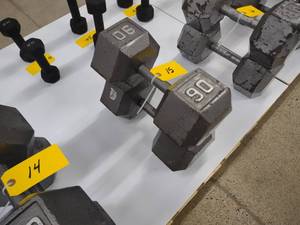 lot 15 image: (2) 90 lb. Dumbbells...