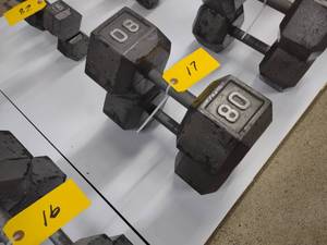 lot 17 image: (2) 80 lb. Dumbbells...