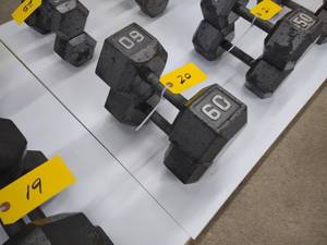 lot 20 image: (2) 60 lb. Dumbbells...