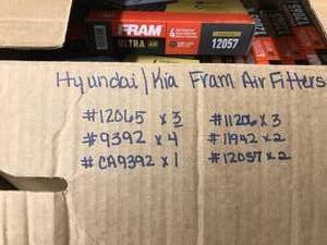 lot 26 image: HYUNDIAKIA FRAM AIR FILTERS