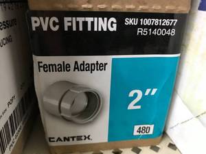 lot 19 image: PVC FITTING FEMALE ADAPTER