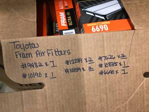 lot 20 image: TOYOTA FRAM AIR FILTERS, ASSORTED