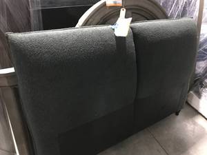 lot 103 image: DARK GREY HEADBOARD AND FOOTBOARD