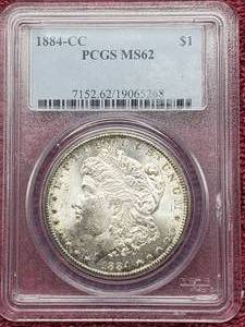 lot 6 image: 1884-CC Morgan Silver Dollar PCGS MS62
