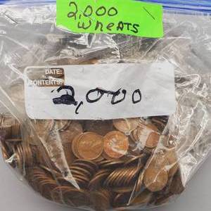 lot 33 image: 2,000 Lincoln Wheat Cents--The owner did not search this batch of Cents