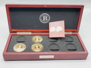 lot 72 image: 3 Queen Elizabeth 90th Birthday Imperial Crown Coins in Wooden Box