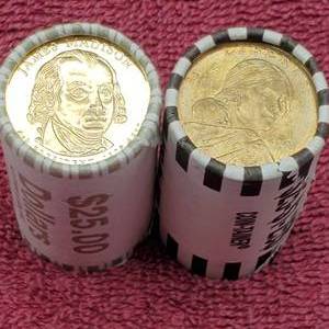 lot 81 image: 2 Rolls Dollar Coins--Presidential & Sacagawea showing (50 Dollar Coins)