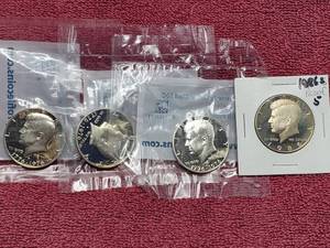 lot 89 image: 3 1776-1976-S Proofs & 1986-S Proof Kennedy Half Dollars