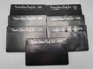 lot 91 image: 1 1974-S & 6 1976-S U.S. Proof Sets--7 Sets in All
