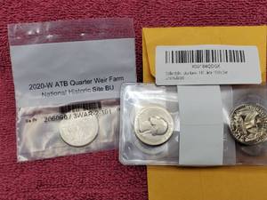 lot 95 image: 2020-W ATB Weir Farm Quarter & 8-Quarters Late 70s Set All BU--9 Coins in All