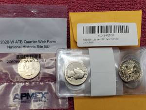 lot 96 image: 2020-W ATB Weir Farm Quarter & 8-Quarters Late 70s Set All BU--9 Coins in All