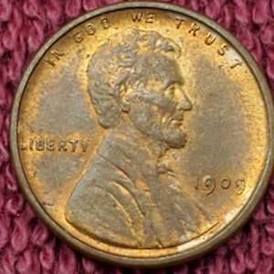 lot 106 image: 1909-VDB Lincoln Cent, AU with some Mint Luster