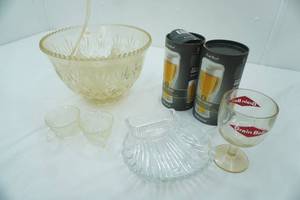 lot 20 image: PUnch bowl , Grain Belt glass , (2) final Touch glasses