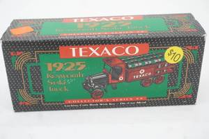 lot 83 image: Ertl 1925 Kenworth Stake Truck Collectors Series #9. Texaco. Locking Coin Bank wkey. Die cast metal