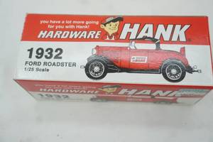 lot 92 image: Ertl 1932 Hardware Hank Ford Roadster. 125 scale. new in box.