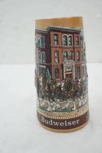 lot 119 image: Vintage 1988 Anheuser-Busch Budweiser Old School House Stein. From the National Historical Landmark Series