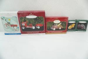 lot 153 image: Hallmark Keepsake Ornaments 5ct (all appear new) Classic Car and Miniature Kiddie Car Classics