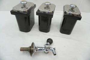 lot 250 image: Vintage Ceramic Hall Soda Fountain Topping Canisters (3ct)