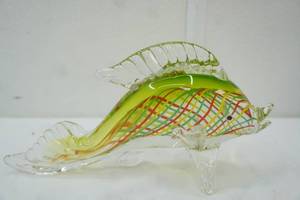 lot 334 image: Hand-Blown Art Glass Fish Sculpture. Murano-Style. 10 long by 6 tall