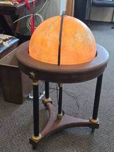 Vintage 16 Heirloom Globe Illuminated on Wooden base with wheels by Replogle