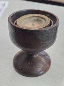 Vintage Maritime Compass  Binnacle Mounted on a Turned Wood Bowl