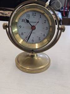 Vintage Chronometer Quartz Nautical Clock on a Brass Stand