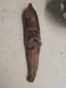 Handcarved Wood Spirit Sculpture - Possible Cedar or Drift Wood Depicting a Wizard or Tree Spirit - Rocky (titled on back)