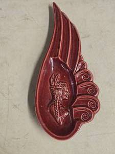 Vintage Red Wing Potteries Pretty Red Wing Indian Maiden  Pretty Model theme Ashtray
