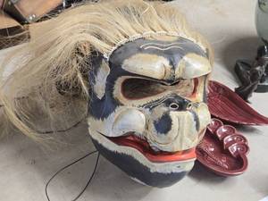 Vintage Handcarved Handpainted 20th Century Balinese Wooden Monkey Mask