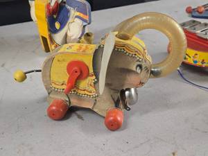 Vintage Wooden Pull Toy - Juggling Jumbo Elephant by Fisher-Price (1950s - 1960s)