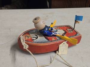 Vintage Wooden Pull Toy - Row Boat by Fisher-Price (1940s)