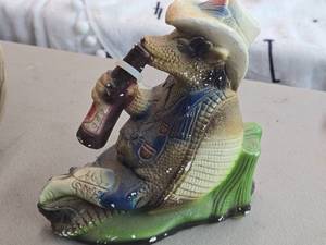 Vintage Texas Armadillo Mascot Drinking Lone Star Beer theme Chalkware Statue