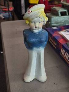 Vintage 1930s-1940s Sailor Girl Doll theme Carnival Chalkware Statue