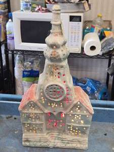 Vintage Church theme Carnival Chalkware Lighted Statue