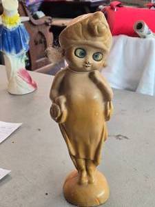 Vintage Kewpie Doll theme Carnival Chalkware Statue with (2) Tufts of Hair