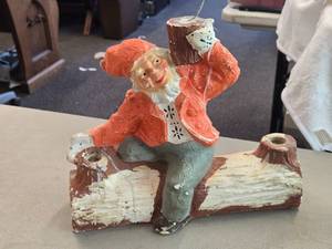 Vintage 1940s Carnival Chalkware Candleholder