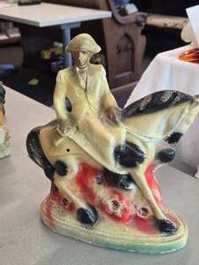Vintage George Washington Riding Horse theme Carnival Chalkware Statue