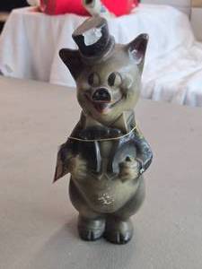 Vintage Formal Pig theme Carnival Chalkware Statue