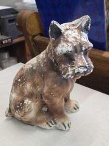 Vintage Goebel Schnauzer Puppy theme Carnival Chalkware Figurine