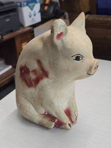 Vintage Sitting Pig theme Carnival Chalkware Figurine